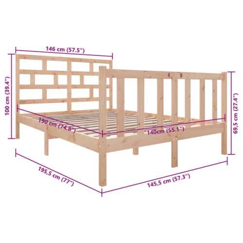 Okvir za krevet od masivne borovine 140 x 190 cm - Prirodna 140 x 190 cm Cijena