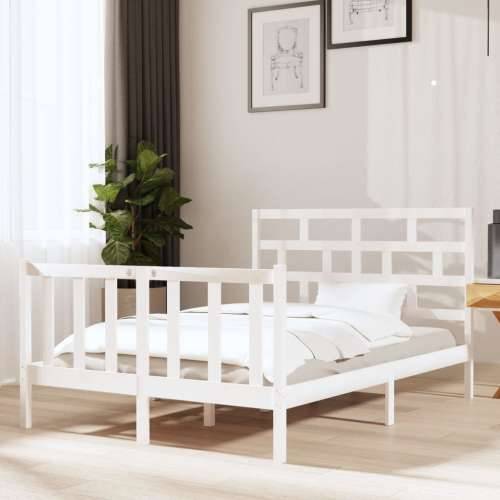 Okvir za krevet od masivne borovine bijeli 140 x 190 cm