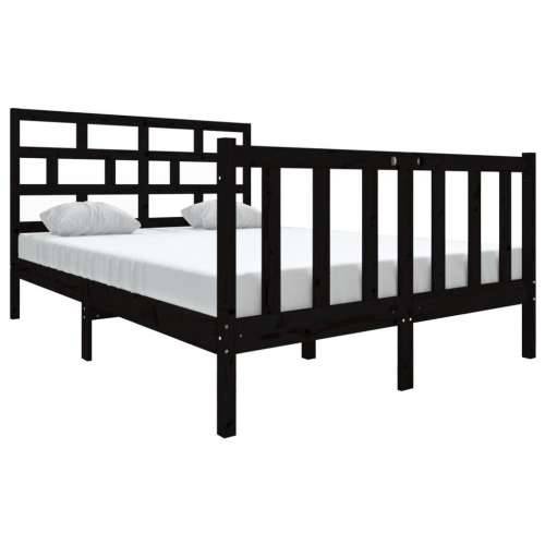 Okvir za krevet od masivne borovine crni 140 x 190 cm - Crna 140 x 190 cm Cijena