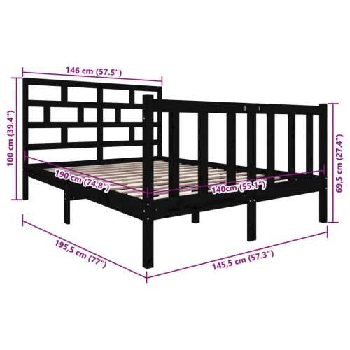 Okvir za krevet od masivne borovine crni 140 x 190 cm - Crna 140 x 190 cm Cijena