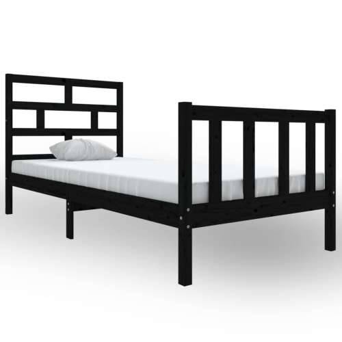 Okvir za krevet od masivne borovine crni 100 x 200 cm Cijena