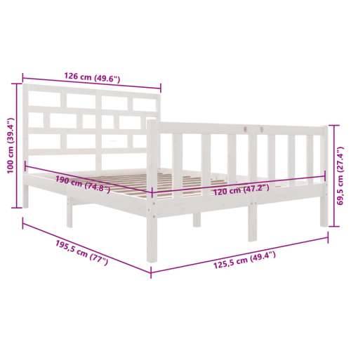 Okvir za krevet od masivne borovine bijeli 120 x 200 cm - Bijela 120 x 200 cm Cijena