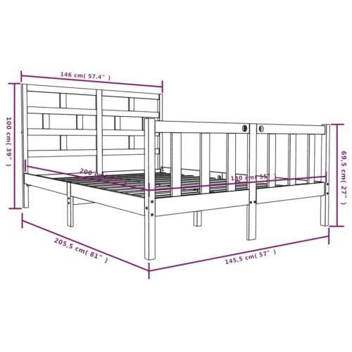 Okvir za krevet od masivne borovine 140 x 200 cm - Prirodna 140 x 200 cm Cijena