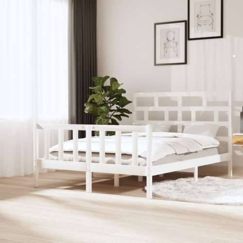Okvir za krevet od masivne borovine bijeli 140 x 200 cm - Bijela 140 x 200 cm Cijena