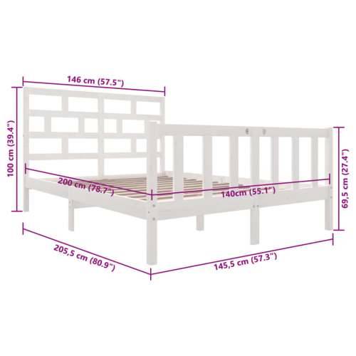 Okvir za krevet od masivne borovine bijeli 140 x 200 cm - Bijela 140 x 200 cm Cijena