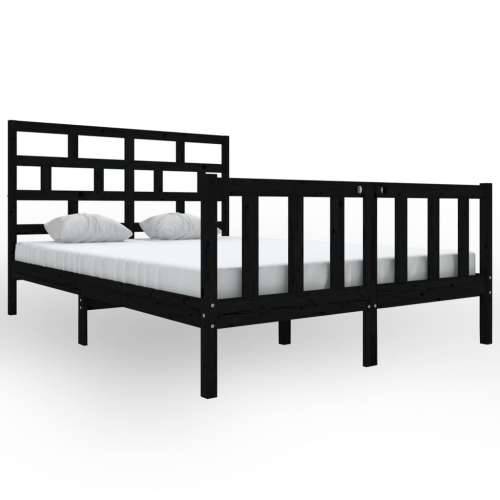 Okvir za krevet od masivne borovine crni 140 x 200 cm Cijena