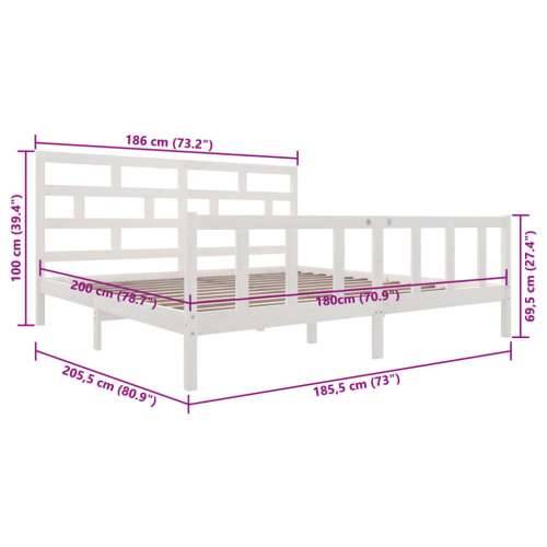 Okvir za krevet od borovine bijeli 180 x 200 cm Super King - Bijela 180 x 200 cm Cijena