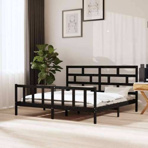 Okvir za krevet od borovine crni 180 x 200 cm bračni