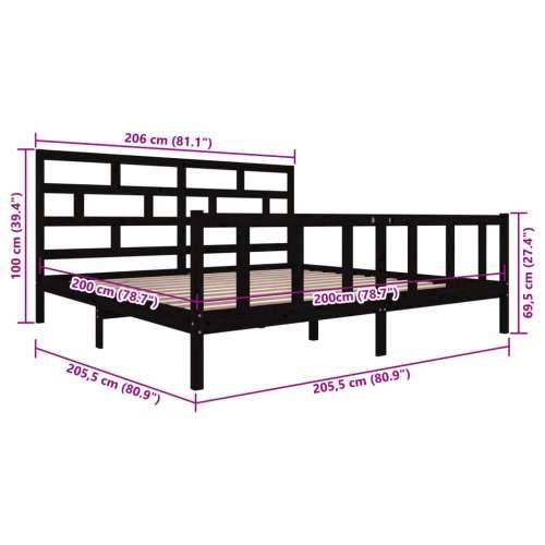 Okvir za krevet od masivne borovine crni 200 x 200 cm - Crna 200 x 200 cm Cijena