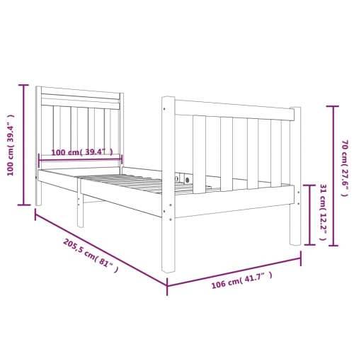 Okvir za krevet od masivnog drva 100 x 200 cm - Prirodna 100 x 200 cm Cijena
