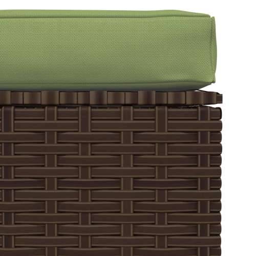 Vrtni tabure s jastukom smeđi 70 x 70 x 30 cm od poliratana - Smeđe-zelena 1 naslon za noge Cijena