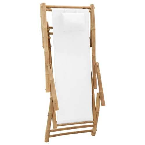Ležaljka od bambusa i platna krem bijela Cijena