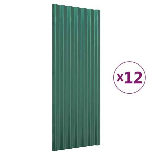 Krovni paneli 12 kom od čelika obložen prahom zeleni 100x36 cm Cijena