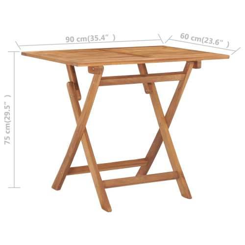 5-dijelni sklopivi vrtni blagovaonski set od masivne tikovine - 90 x 60 x 75 cm Bez naslona za ruke Pravokutno 4 Cijena