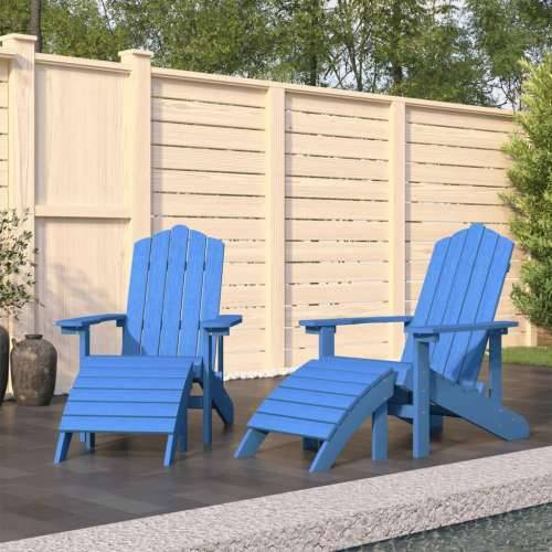 Vrtne stolice Adirondack s osloncima za noge 2 kom HDPE plave