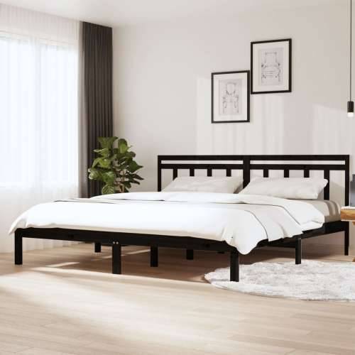 Okvir za krevet od masivnog drva crni 180 x 200 cm bračni