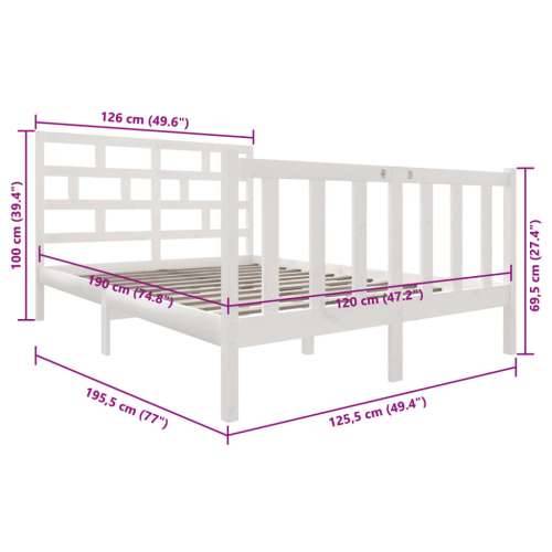 Okvir za krevet od borovine bijeli 120 x 190 cm mali bračni - Bijela 120 x 190 cm Cijena