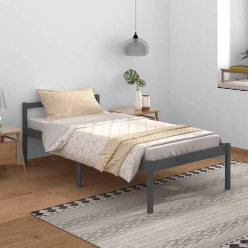 Krevet za starije osobe sivi 100 x 200 cm od masivne borovine