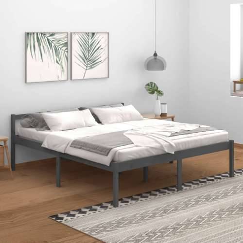 Krevet za starije osobe sivi 180 x 200 cm bračni od borovine