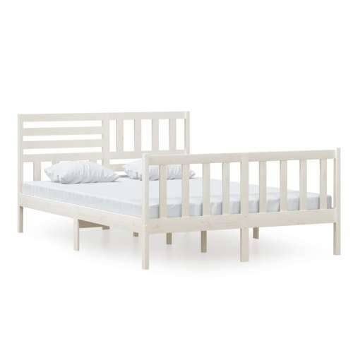 Okvir za krevet od masivnog drva bijeli 140 x 200 cm Cijena