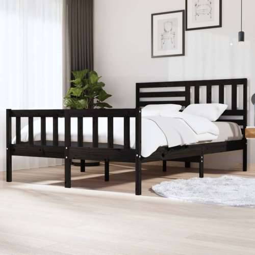 Okvir za krevet od masivnog drva crni 140 x 200 cm