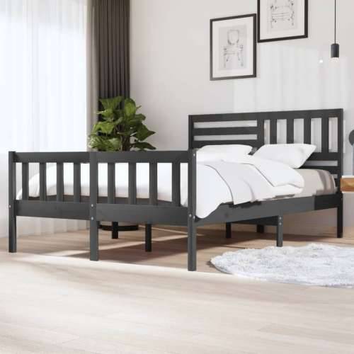 Okvir za krevet od masivnog drva sivi 150 x 200 cm bračni