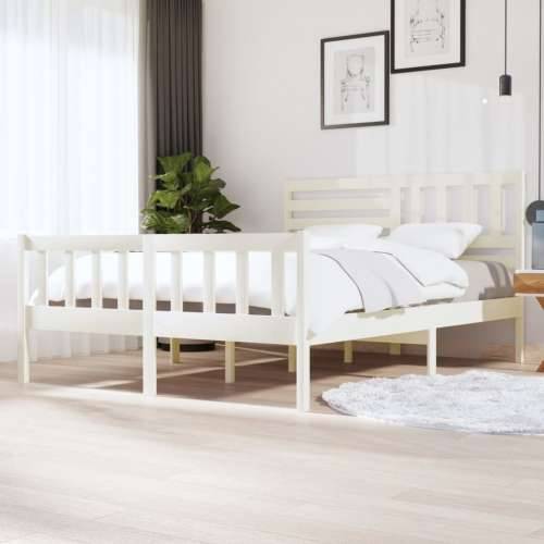 Okvir za krevet od masivnog drva bijeli 160 x 200 cm