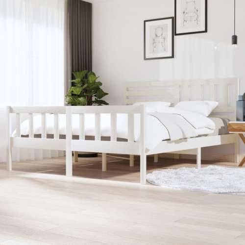 Okvir za krevet bijeli 180x200 cm bračni od masivnog drva