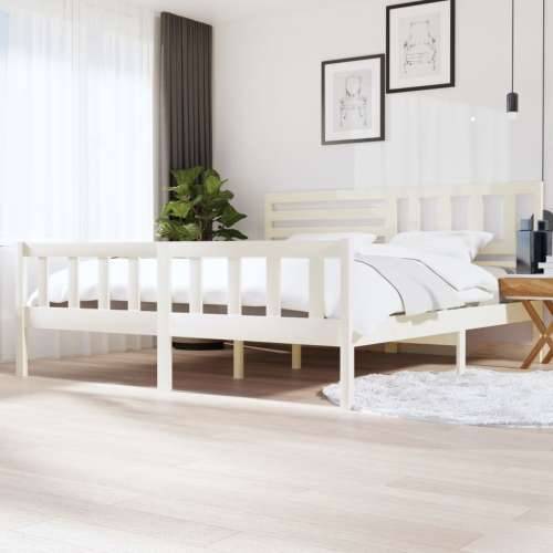Okvir za krevet od masivnog drva bijeli 200 x 200 cm