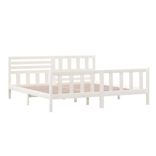 Okvir za krevet od masivnog drva bijeli 200 x 200 cm Cijena