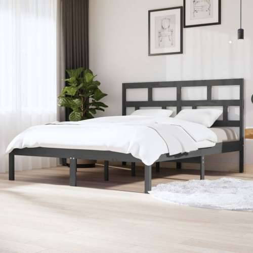 Okvir za krevet od masivne borovine sivi 160 x 200 cm