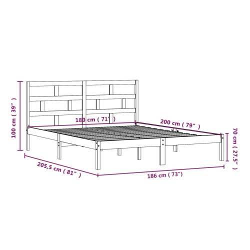 Okvir za krevet sivi 180x200 cm bračni od masivnog drva Cijena