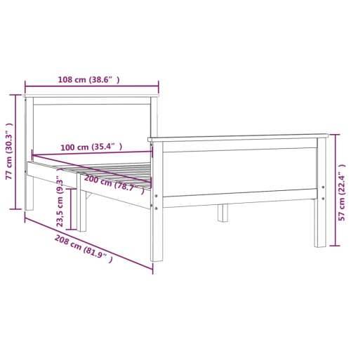Okvir za krevet od masivne borovine boja meda 100 x 200 cm - boja meda 100 x 200 cm Cijena
