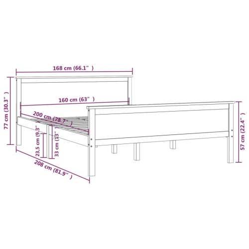 Okvir za krevet od masivne borovine boja meda 160 x 200 cm - boja meda 160 x 200 cm Cijena