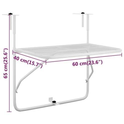 Balkonski stol bijeli 60 x 40 cm čelični Cijena