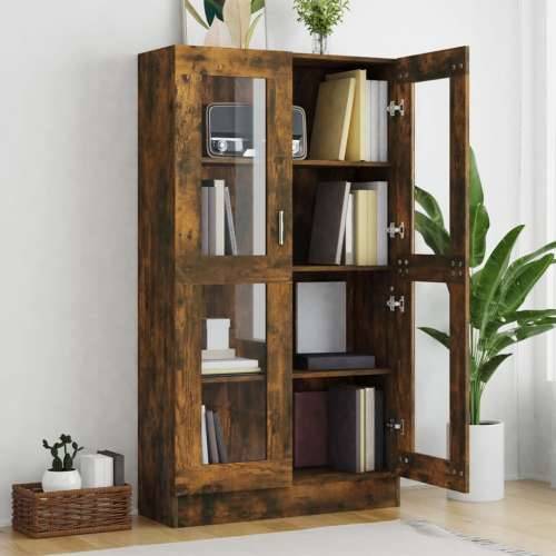 Vitrina boja dimljenog hrasta 82,5 x 30,5 x 185,5 cm drvena - Dimljeni hrast 1 150 cm Cijena