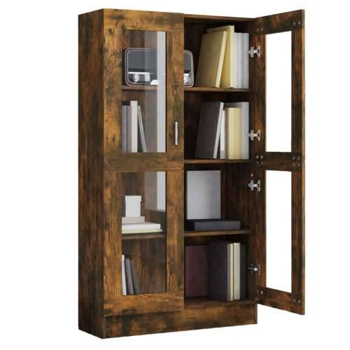 Vitrina boja dimljenog hrasta 82,5 x 30,5 x 185,5 cm drvena - Dimljeni hrast 1 150 cm Cijena