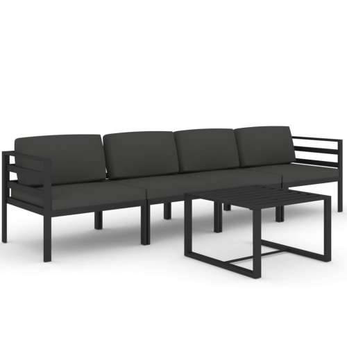 5-dijelna vrtna garnitura s jastucima aluminijska antracit - 2x srednja + 2x kutna + stol 1 Cijena