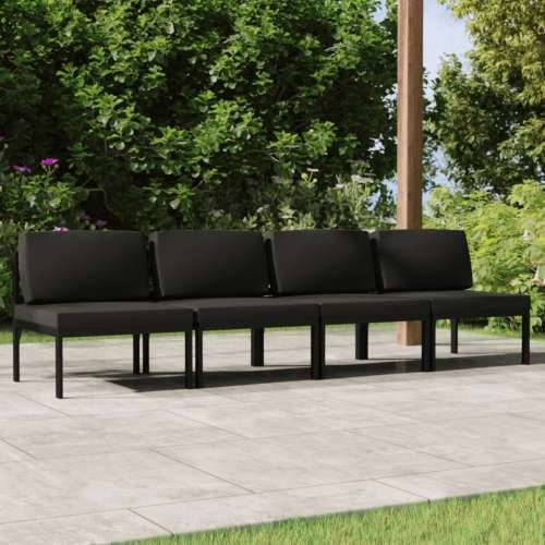 Vrtni četverosjed s jastucima aluminijski antracit Srednja sofa (4 kom) 1 Cijena