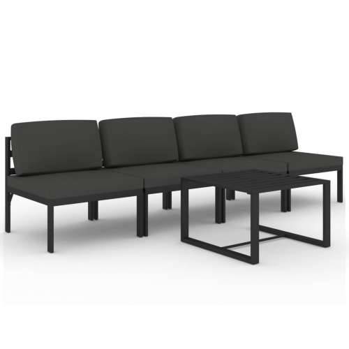 5-dijelna vrtna garnitura s jastucima aluminijska antracit - 4x srednja + stol 1 Cijena