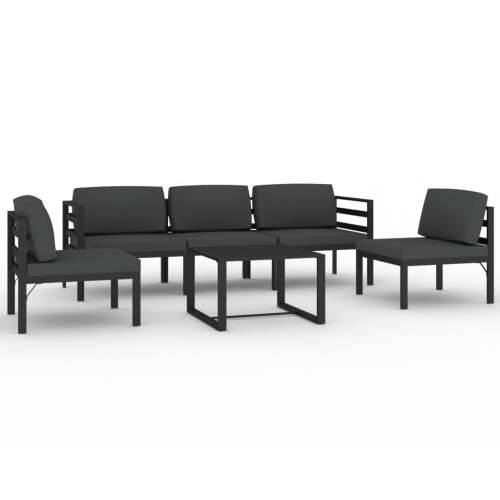 6-dijelna vrtna garnitura s jastucima aluminijska antracit - 2x kutna + 3x srednja + stol 1 Cijena