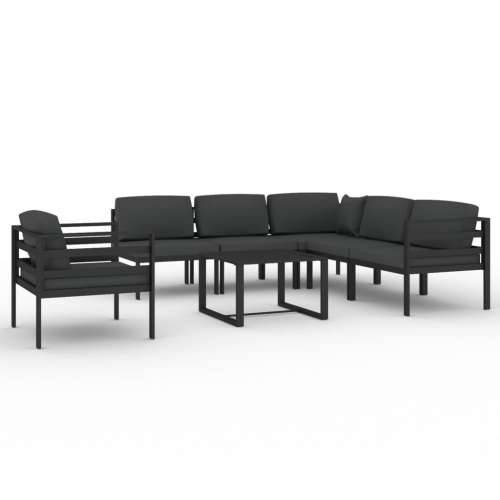 7-dijelna vrtna garnitura s jastucima aluminijska antracit 2x kutna + 3x srednja + fotelja + stol 1 Cijena