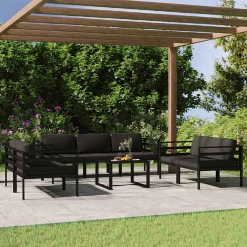 8-dijelna vrtna garnitura s jastucima aluminijska antracit - 6x kutna + srednja + stol 1 Cijena