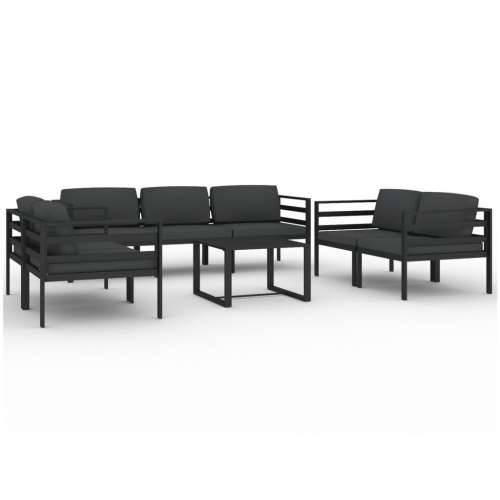 8-dijelna vrtna garnitura s jastucima aluminijska antracit - 6x kutna + srednja + stol 1 Cijena