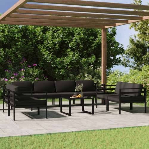 9-dijelna vrtna garnitura s jastucima aluminijska antracit - 6x kutna + 2x srednja + stol 1 Cijena