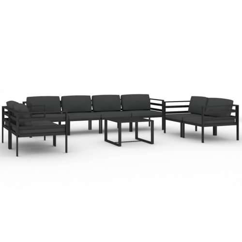 9-dijelna vrtna garnitura s jastucima aluminijska antracit - 6x kutna + 2x srednja + stol 1 Cijena