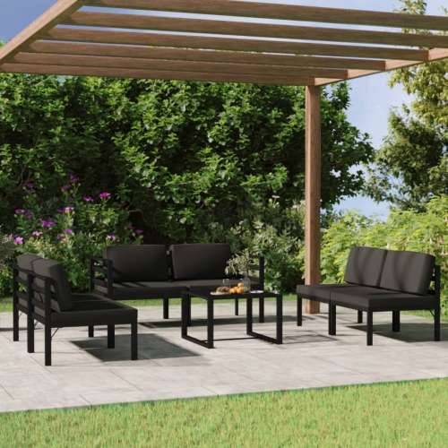 7-dijelna vrtna garnitura s jastucima aluminijska antracit - 4x srednja + 2x kutna + stol 1 Cijena