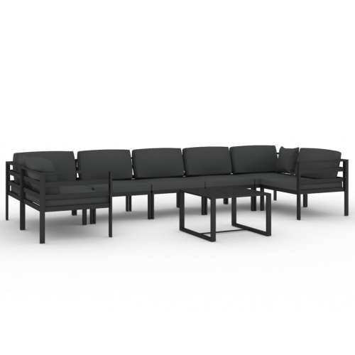 8-dijelna vrtna garnitura s jastucima aluminijska antracit - 4x kutna + 3x srednja + stol 1 Cijena