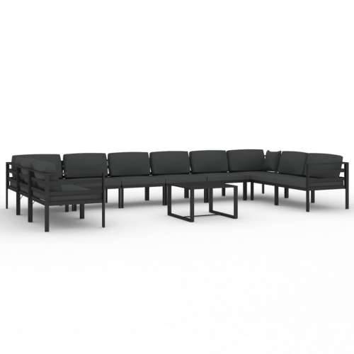 11-dijelna vrtna garnitura s jastucima aluminijska antracit - 4x kutna + 6x srednja + stol 1 Cijena
