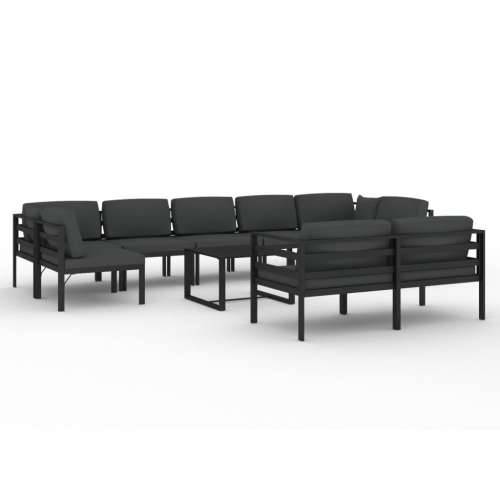 10-dijelna vrtna garnitura s jastucima aluminijska antracit - 5x srednja + 4x kutna + stol 1 Cijena